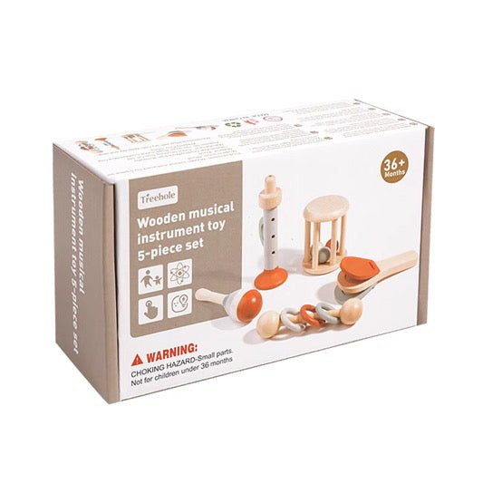 Musikspaß für Kleinkinder und Babys – 5 - teiliges Musikspielzeug - Set aus Holz - Rabadu