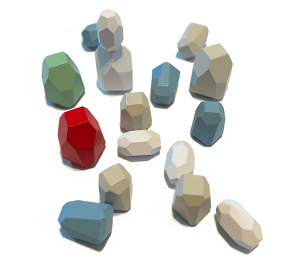 16 farbige Holz Stapelsteine - Kinder Balanciersteine für motorische Entwicklung - Rabadu