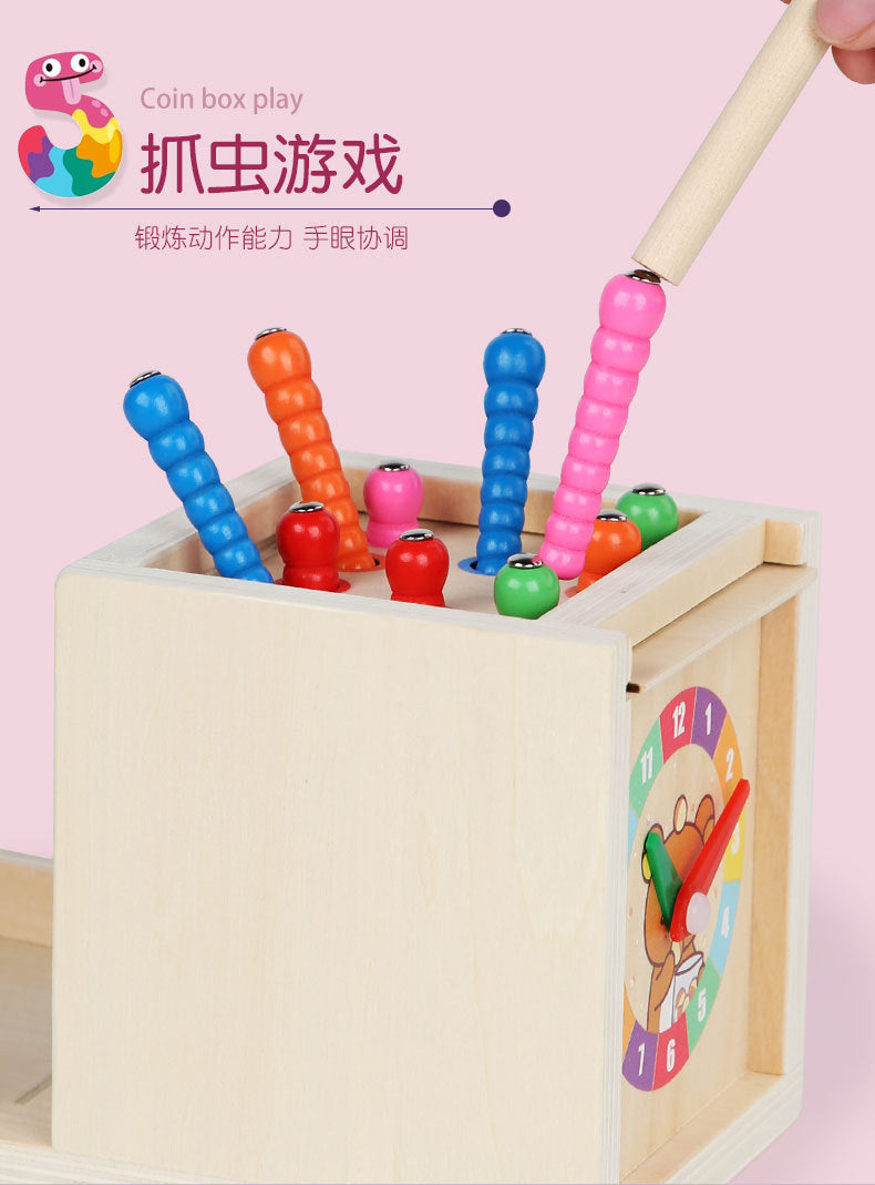 Montessori Holz Lernbox – Multifunktionales Steck- & Formenpuzzle für Kinder