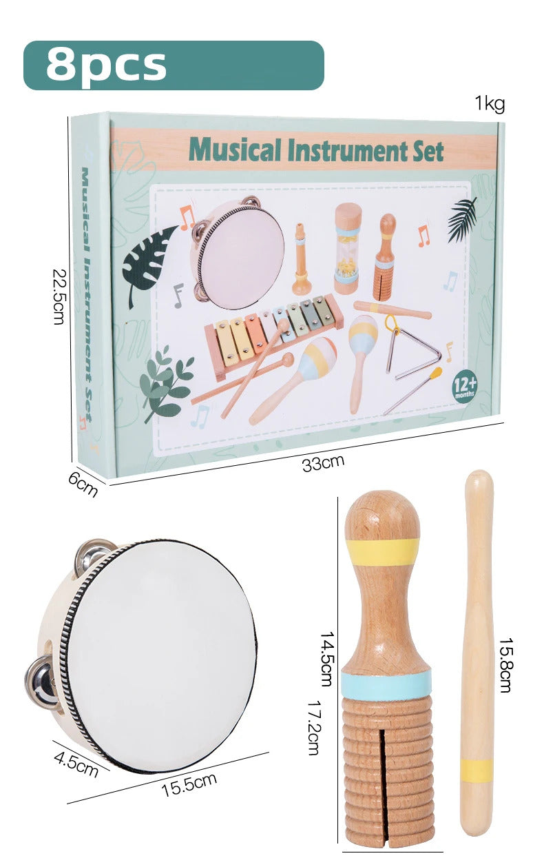 Montessori Holz Instrumenten Set für kleine Klangforscher (6, 8 und 9-teilig)