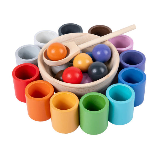 Montessori Holz-Ball-Zuordnungsspiel mit 12 Farben – Puzzle für Farberkennung & frühkindliche Bildung