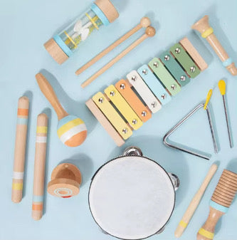 Montessori Holz Instrumenten Set für kleine Klangforscher (6, 8 und 9-teilig)