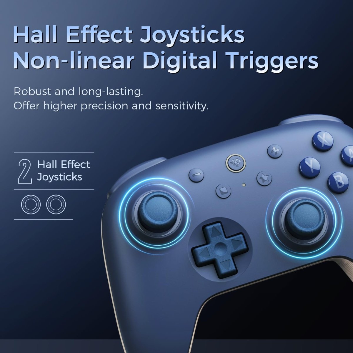 AKNES 8Bitdo Ultimate 2C Bluetooth Controller for Switch 2 / Switch, Hall Effect Joysticks, Non - Linear Digital Triggers, Remappable L4/R4 Bumpers, 6 - axis Motion Control - Dark Blue - Rabadu