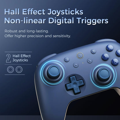 AKNES 8Bitdo Ultimate 2C Bluetooth Controller for Switch 2 / Switch, Hall Effect Joysticks, Non - Linear Digital Triggers, Remappable L4/R4 Bumpers, 6 - axis Motion Control - Dark Blue - Rabadu