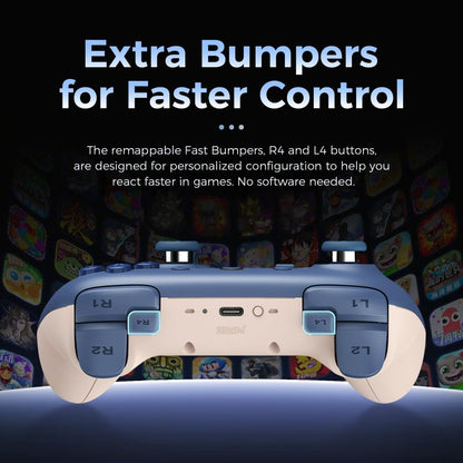 AKNES 8Bitdo Ultimate 2C Bluetooth Controller for Switch 2 / Switch, Hall Effect Joysticks, Non - Linear Digital Triggers, Remappable L4/R4 Bumpers, 6 - axis Motion Control - Dark Blue - Rabadu