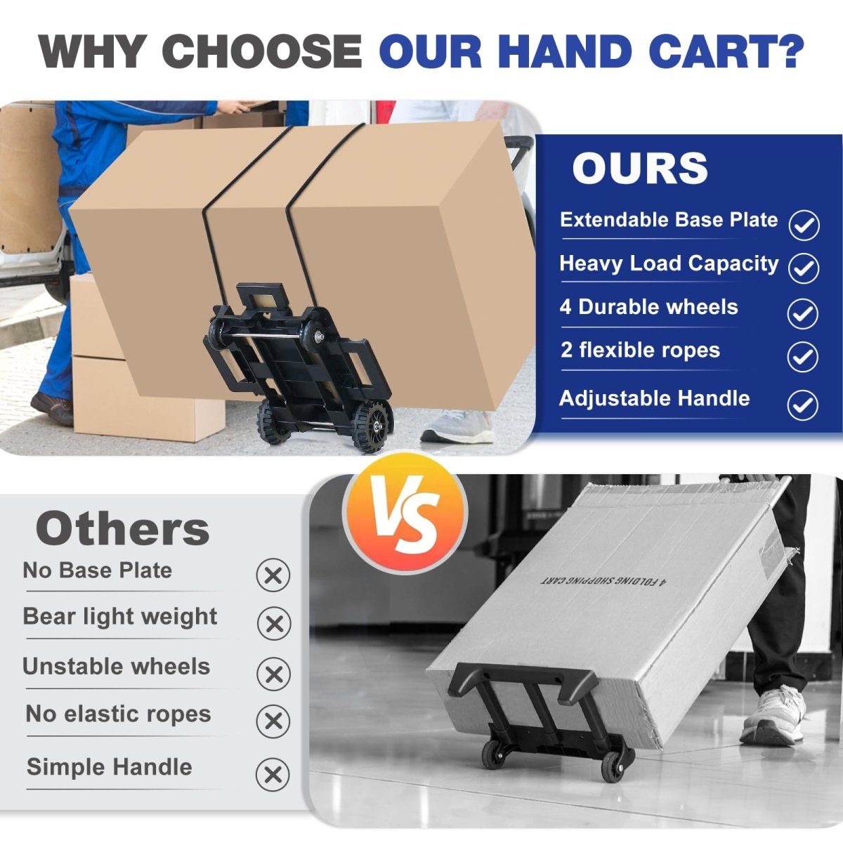 Folding Hand Truck 100lbs Capacity - Rabadu