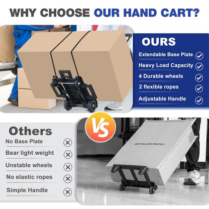 Folding Hand Truck 100lbs Capacity - Rabadu