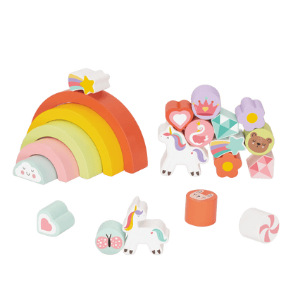 Holz Einhorn Balance Stapelspiel – Montessori Baustein - Set für Kleinkinder - Rabadu