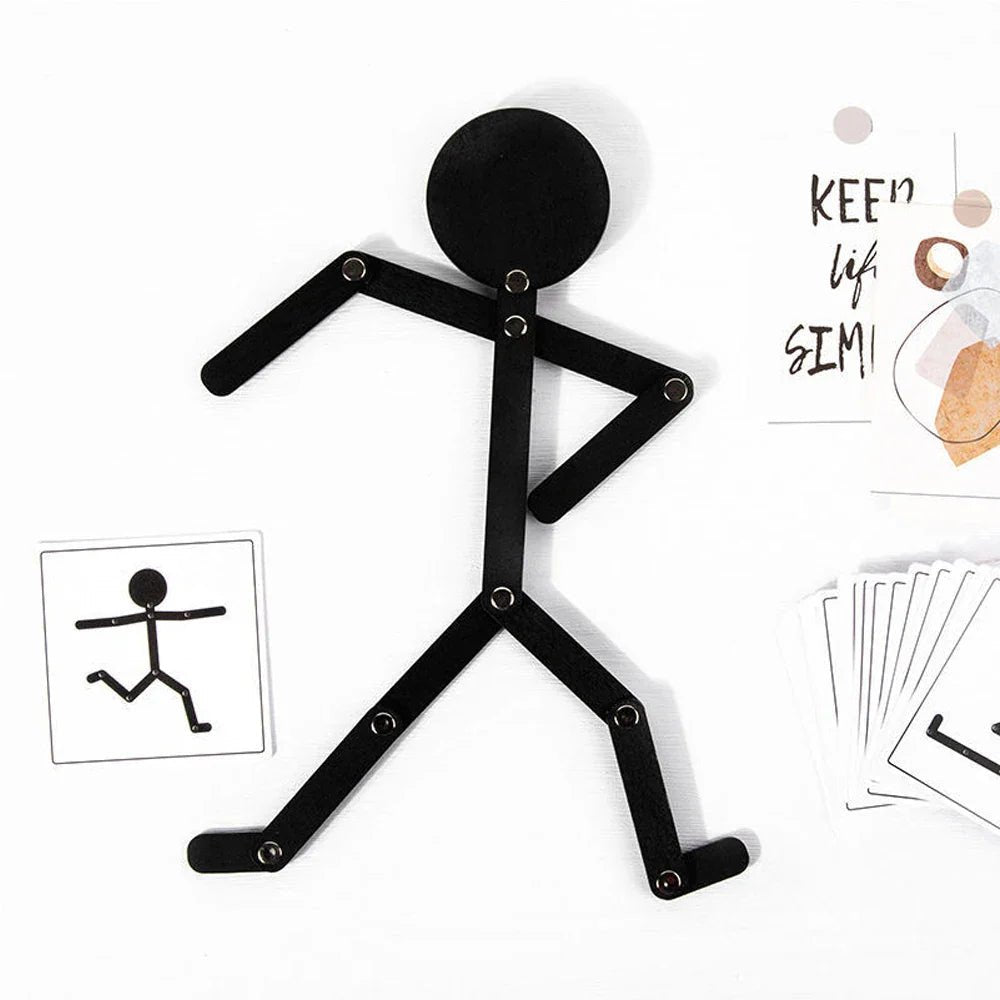 Holz Stick Männer Puzzle - Montessori DIY Board Karten - Vorschule & Feinmotorik - Rabadu