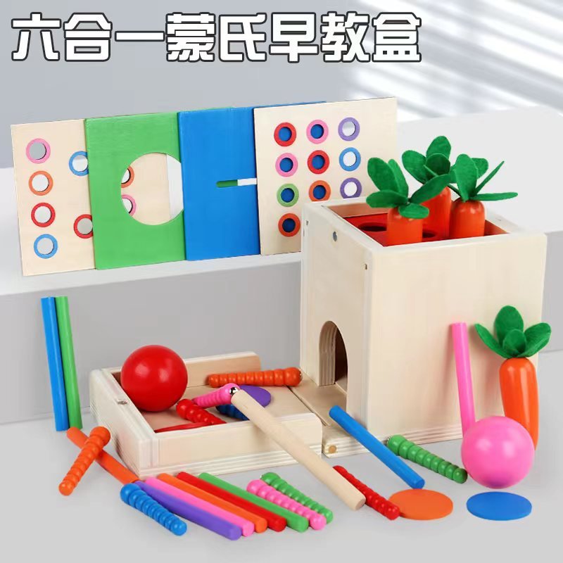 Montessori Holz Lernbox – Multifunktionales Steck - & Formenpuzzle für Kinder - Rabadu