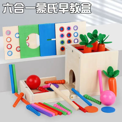 Montessori Holz Lernbox – Multifunktionales Steck - & Formenpuzzle für Kinder - Rabadu