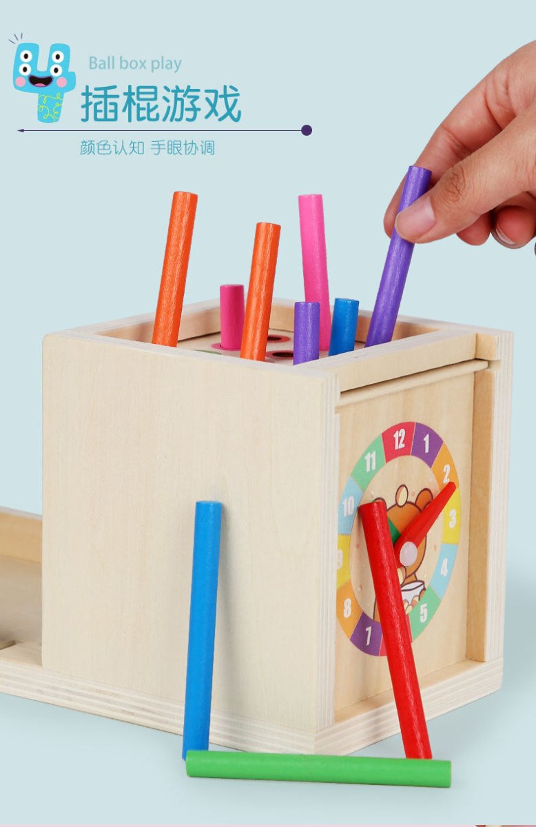 Montessori Holz Lernbox – Multifunktionales Steck - & Formenpuzzle für Kinder - Rabadu
